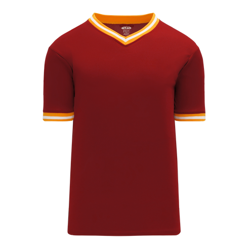 Athletic Knit V-Neck Baseball Jersey with Knitted Trim (BA1333)